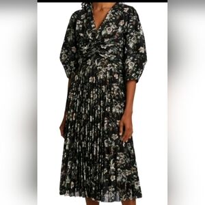 NWT Elie Tahari Floral Twist Front Midi Dress 14 MSRP $495 Flowy Designer